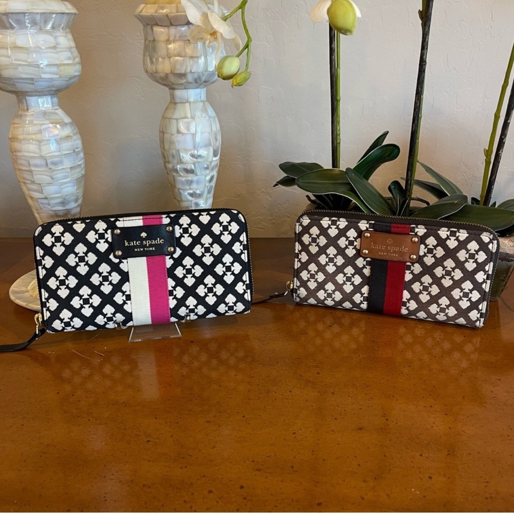 2 Pc Bundle Kate Spade Canvas along Zipper Wallet